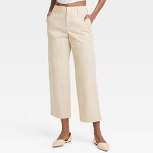 NWT A New Day Stretch High‎ Waisted Straight Ankle Pants Cream Women's Size 8